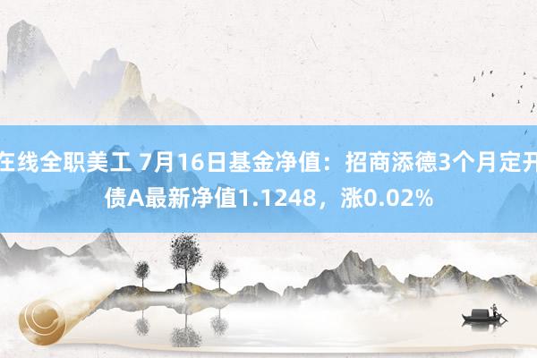 在线全职美工 7月16日基金净值：招商添德3个月定开债A最新净值1.1248，涨0.02%