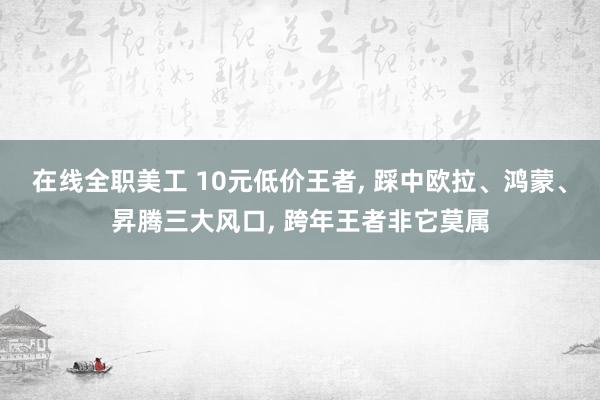 在线全职美工 10元低价王者, 踩中欧拉、鸿蒙、昇腾三大风口, 跨年王者非它莫属